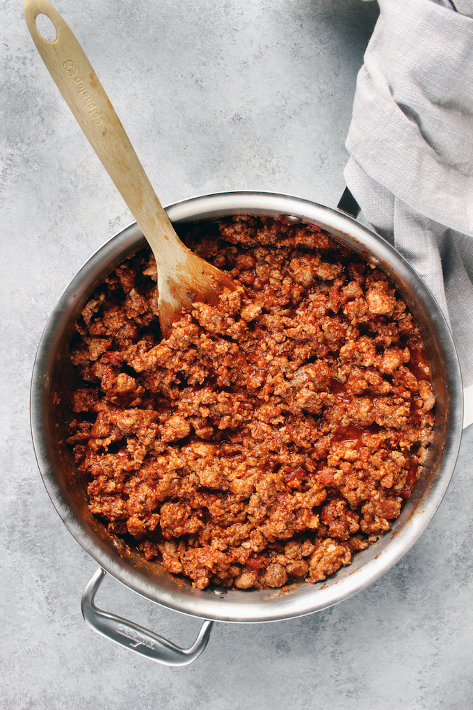 Flavorful, Clean Eating Lasagna with a zesty meat sauce, creamy ricotta and melty mozzarella. Freezer Friendly and so delicious!