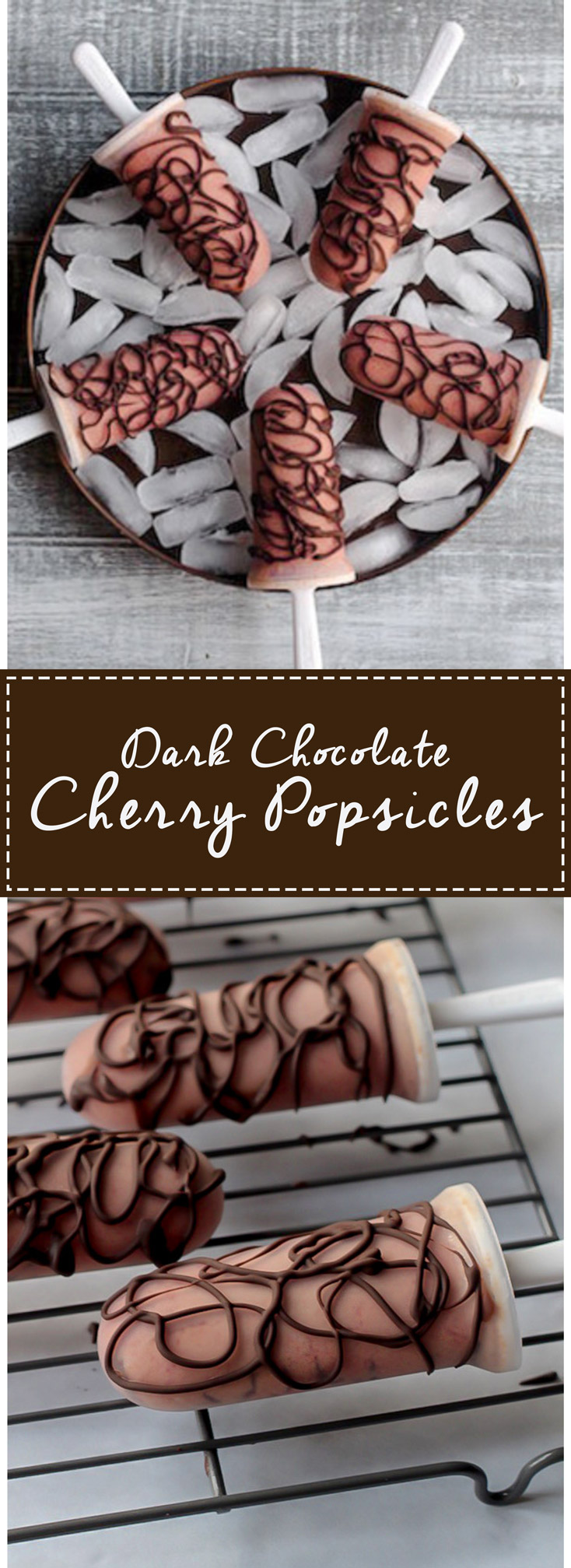 Dark Chocolate Cherry Popsicles made from 4 whole food ingredients. Yummy, and so much healthier than store bought popsicles!