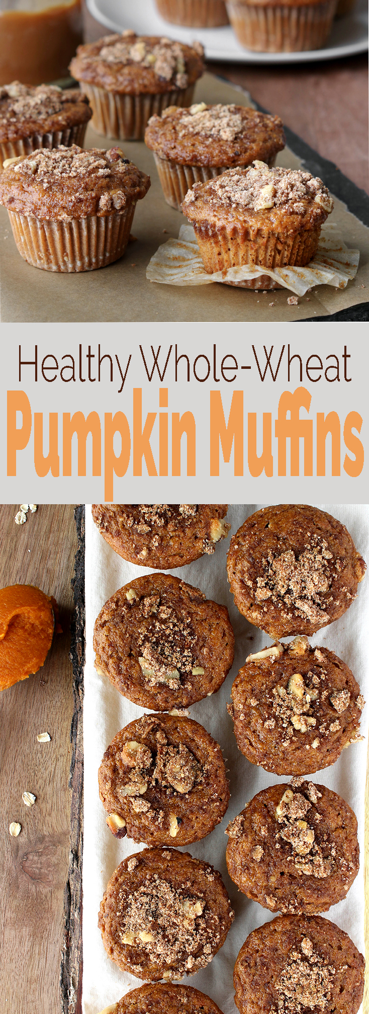 One bowl Whole Grain Pumpkin Muffins with a secret healthy ingredient: yogurt! Healthy, easy to make and seriously satisfying.