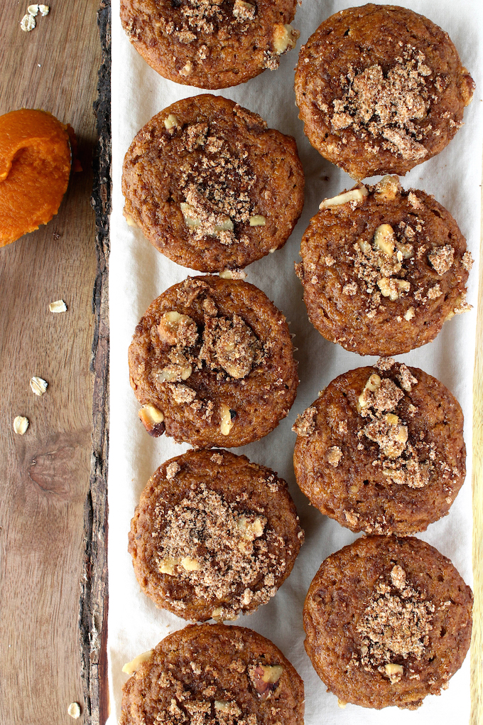 One bowl Whole Grain Pumpkin Muffins with a secret healthy ingredient: yogurt! Healthy, easy to make and seriously satisfying.