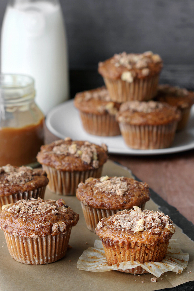 One bowl Whole Grain Pumpkin Muffins with a secret healthy ingredient: yogurt! Healthy, easy to make and seriously satisfying.
