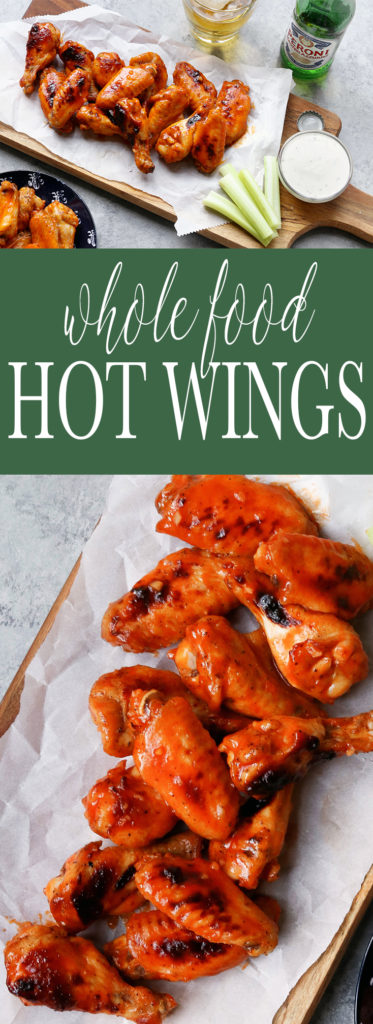 These easy to make Whole Food Hot Wings are crispy without being fried. Just 6 ingredients and 5 minutes prep time required. Perfect for game day, an appetizer or a quick and simple dinner!
