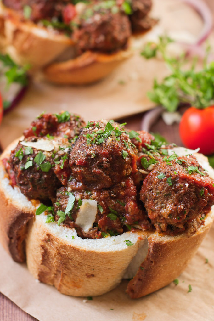 Crockpot Italian Meatball Subs are quick, whole-food friendly, and delicious!