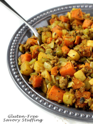 Moist Gluten-Free Stuffing that is PACKED with flavor and made with whole-food ingredients.