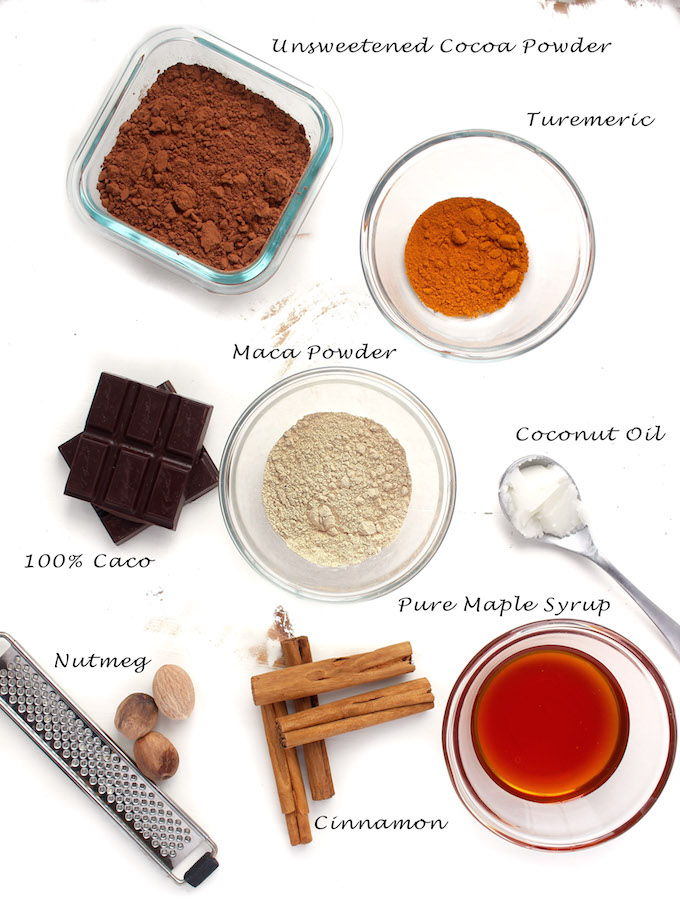 Superfood Hot chocolate combines the traditional flavor of hot chocolate with nutrient dense add ingredients. Same flavor + Superfoods = WIN!