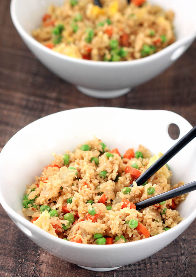 Chicken Fried (Cauliflower) Rice has all the taste and none of the carbs, grains, fat and guilt of ordering takeout!