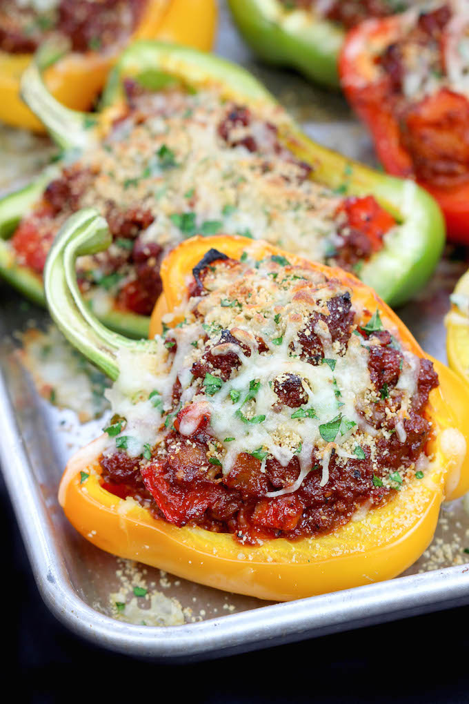 BBQ Burger Stuffed Bell Peppers - Freezable