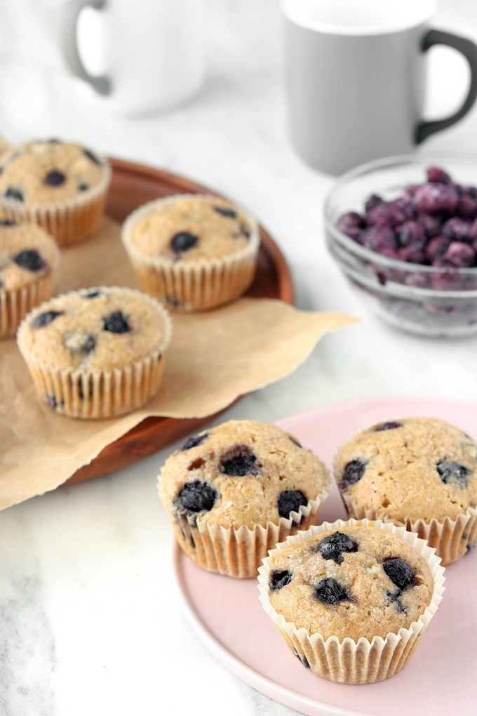 One-bowl Blueberry Muffins that are whole-grain, naturally sweetened, healthy and seriously delicious.