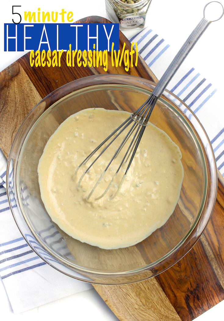 Healthy Caesar Salad Dressing - Gluten-Free. Vegan. Swapping out mayo for hummus lightens up the fat/calorie count and ups the nutrition factor!