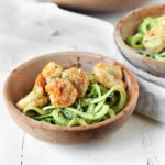 20 Minute Pesto Zucchini Noodles with Cajun Shrimp. A light whole-food Summertime throw-together meal, requiring just 20 minutes and 1 pan.