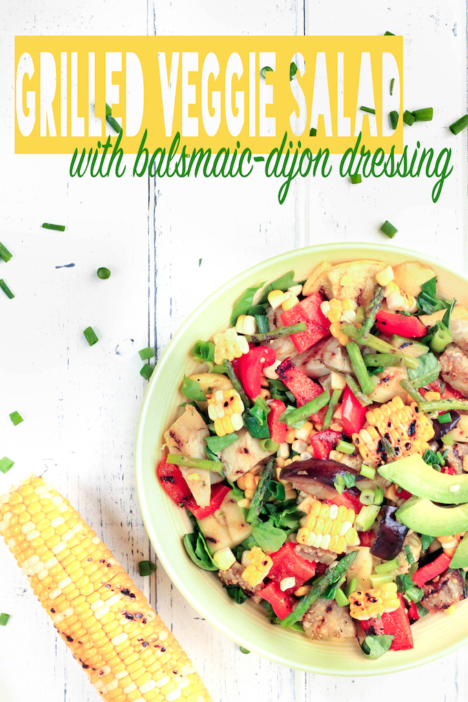 An amazing, light summer dish inspired by California Pizza Kitchen: 30-minute Grilled Veggie Salad with Balsamic-Dijon Dressing! #vegan #makeahead #copycat