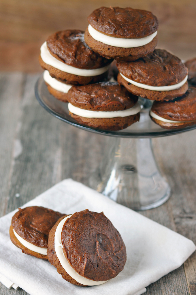 Fluffy, Pumpkin Whoopie Pies with Maple Spice Filling. 1 bowl, simple ingredients, festive and delicious.