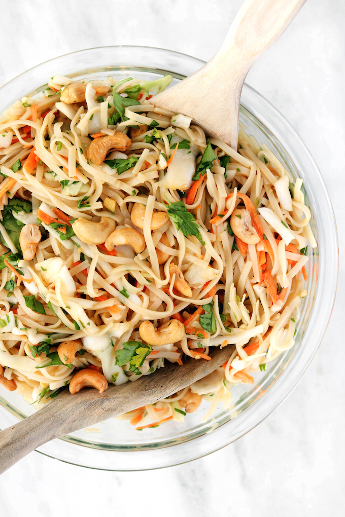 Asian Rice Noodle Salad - quick and simple recipe from the new 100 Days of Real Food: Fast and Fabulous cookbook.