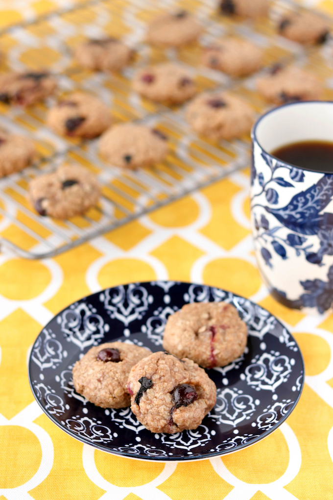 Almond Butter and Blueberry Cookies, a burst of blueberry paired with almond butter that's reminiscent of your favorite childhood lunch.