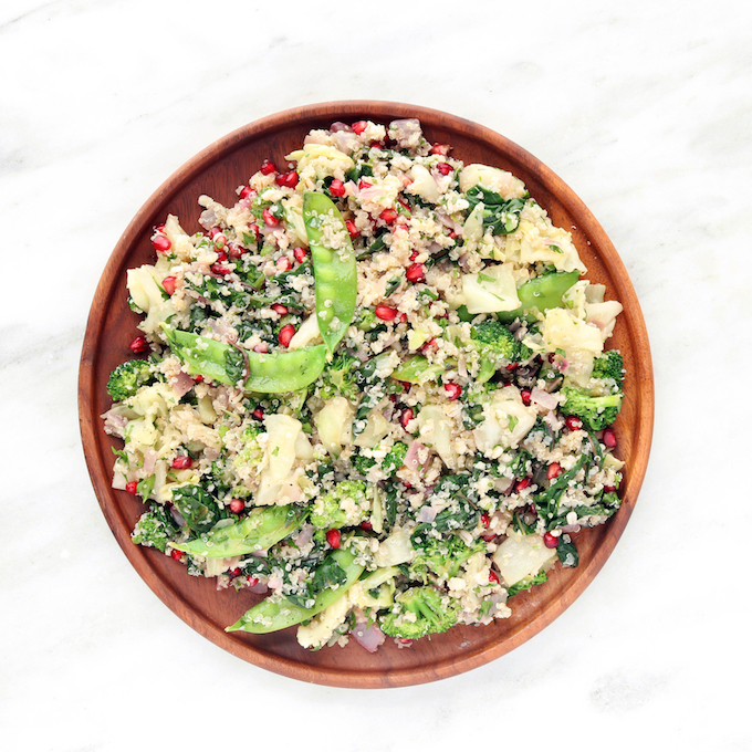This warm Grains and Greens Detox Salad is simple to throw together and make ahead friendly. With tons of fresh greens, nutty quinoa, pomegranate seeds and a simple lemon vinaigrette..healthy has never tasted better!