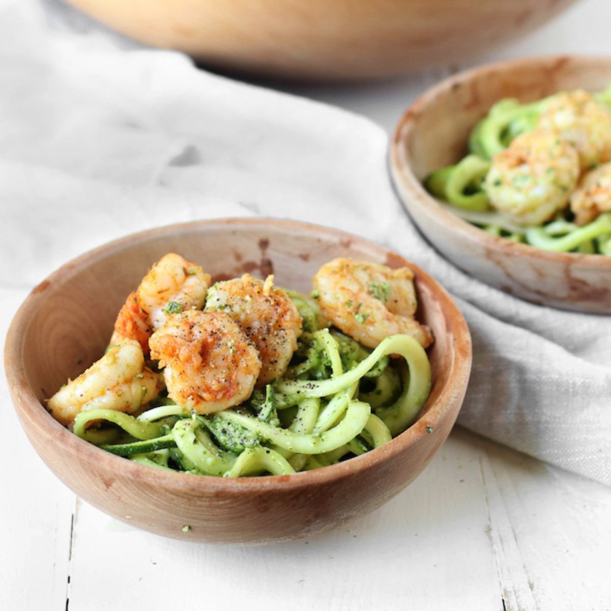 Pesto Zucchini Noodles with Cajun Shrimp