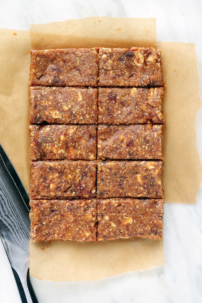 A healthy, easy recipe for 3-Ingredient Cashew Cookie "Lara" Bars made with cashews, Medjool dates and sea salt.
