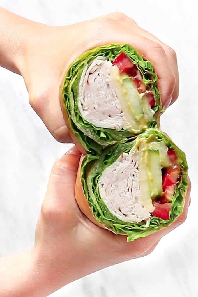 A step-by-step guide on How to Make a Lettuce Wrap Sandwich that won't fall apart. Perfect for low-carb, keto or Whole30 diets.