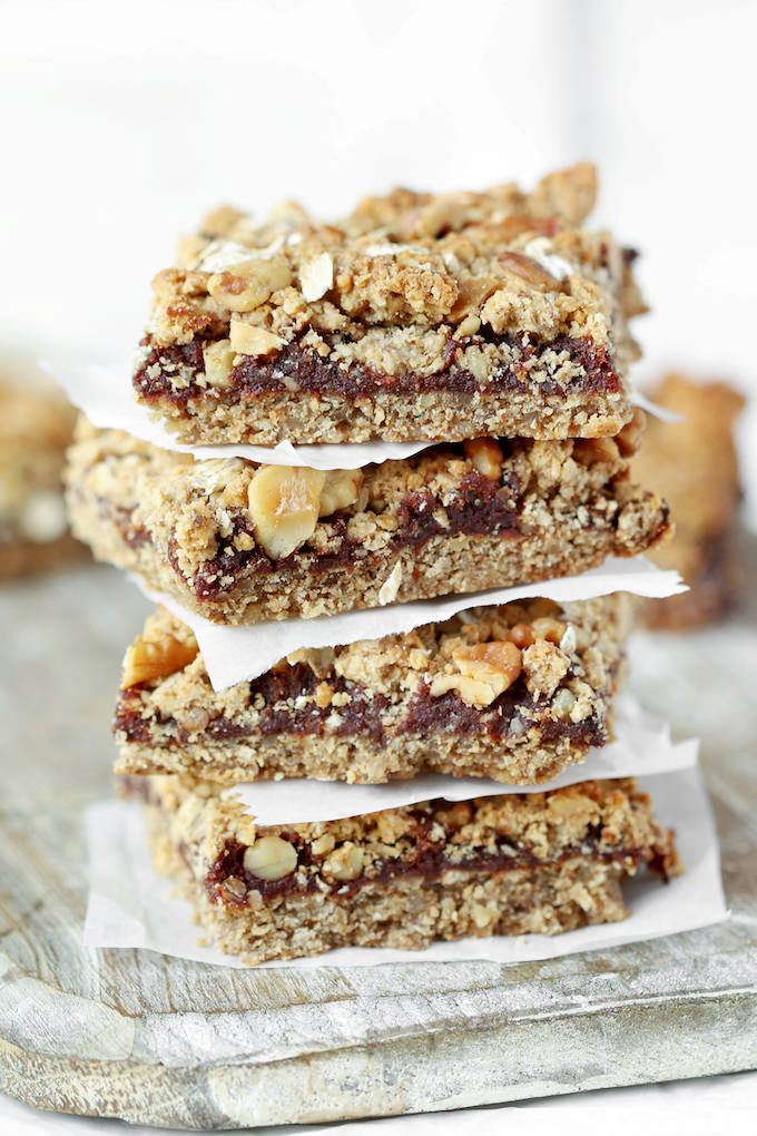 These Black Cherry Walnut Bars have the perfect amount of sweetness and crunch.  Decadent enough for dessert, but healthy enough to stand in as a grab and go breakfast option.