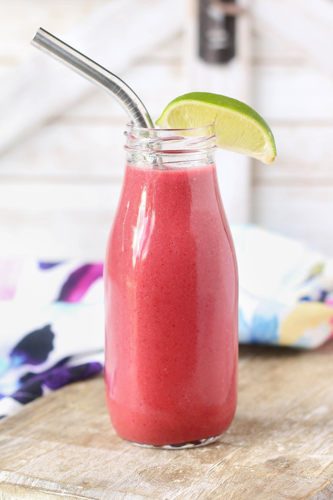 Cherry Limeade Smoothie in glass.