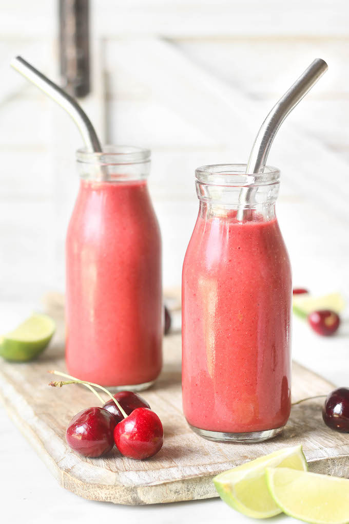 Cherry Limeade Smoothie in glass.