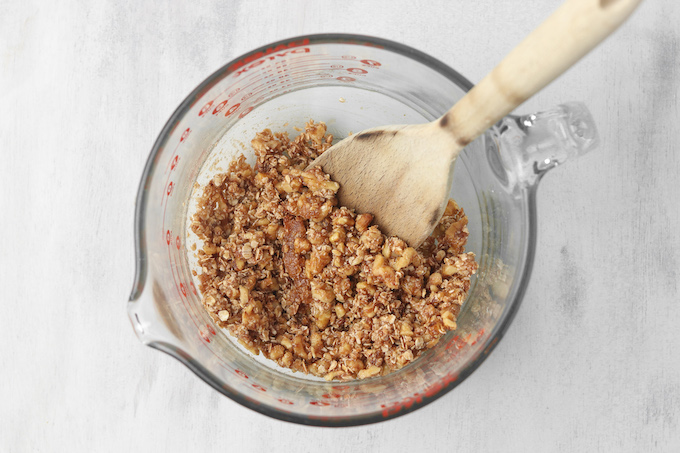 Step 1: Make Pecan Streusel Topping for Gingerbread Muffins. Mix all ingredients.