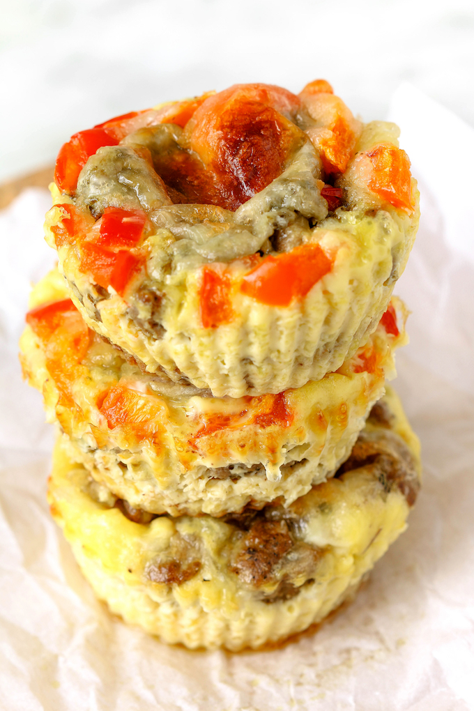 Baked Omelet Cups in a stack of 3.