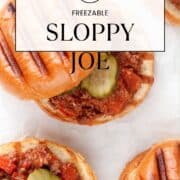 Freezable Sloppy Joes on white parchment paper.
