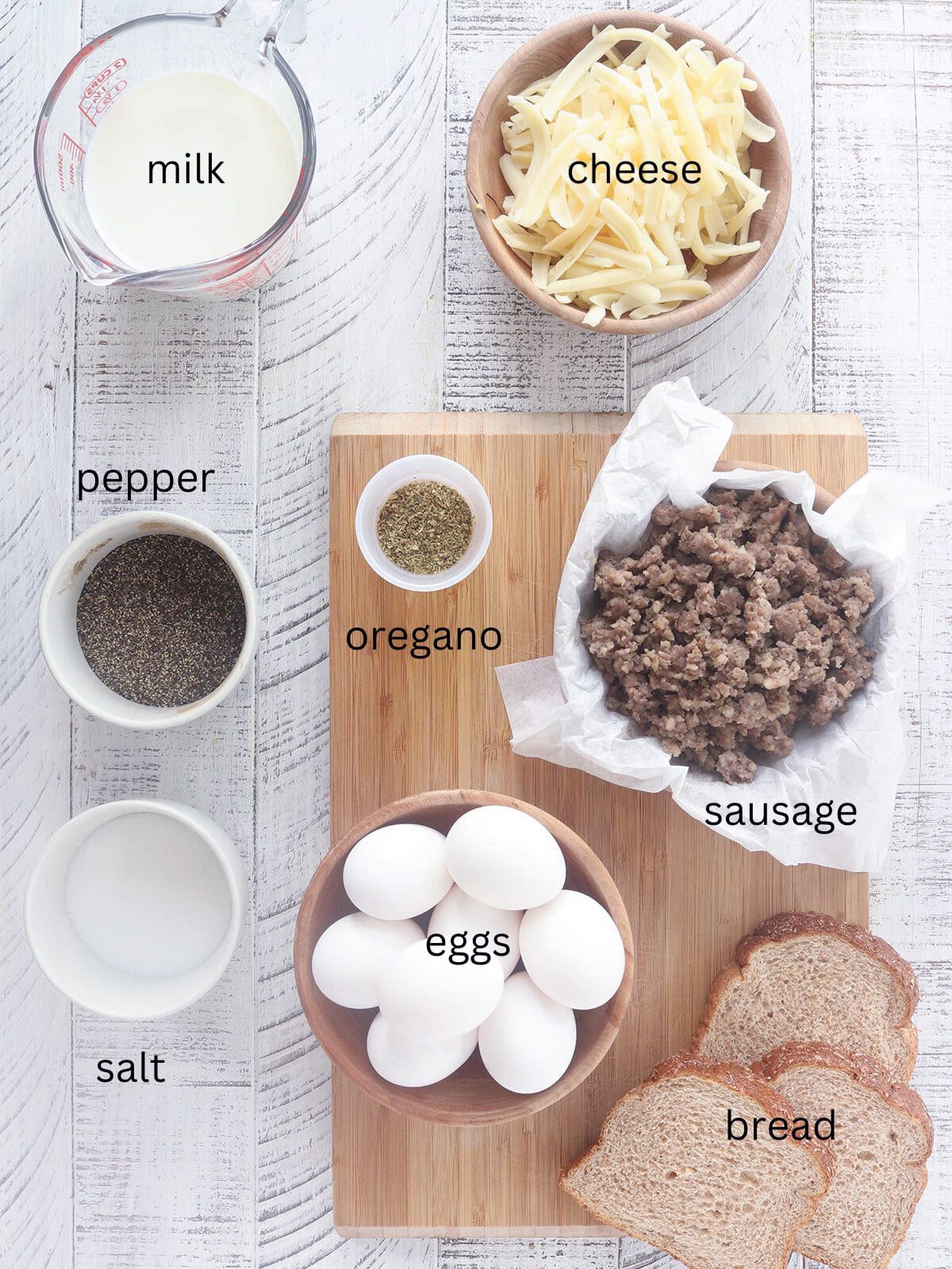 Ingredients for Freezer Friendly Baked Egg Muffins.