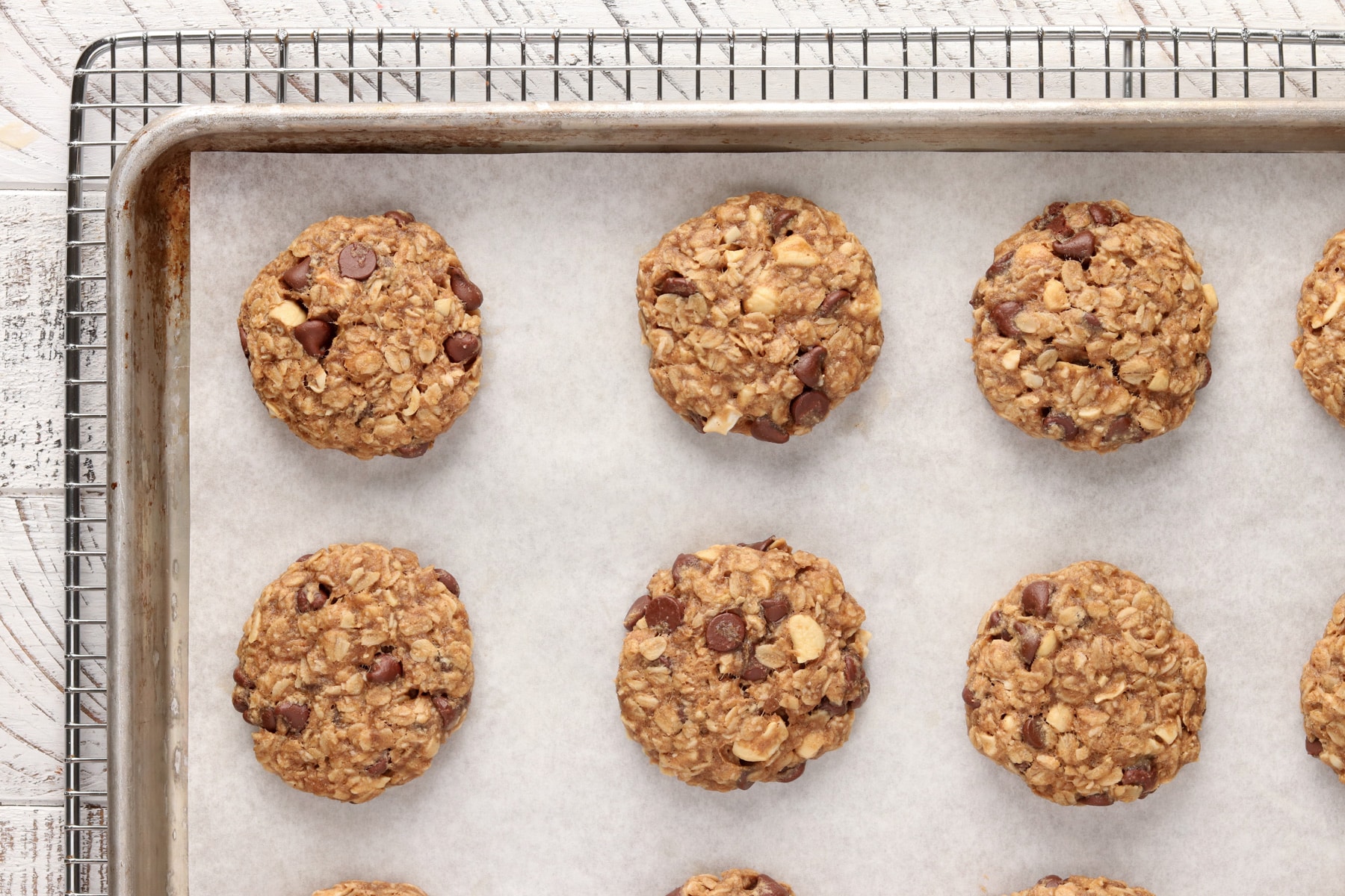 Step 6: Peanut Butter Oatmeal Breakfast Cookies on a cooling rack. 
