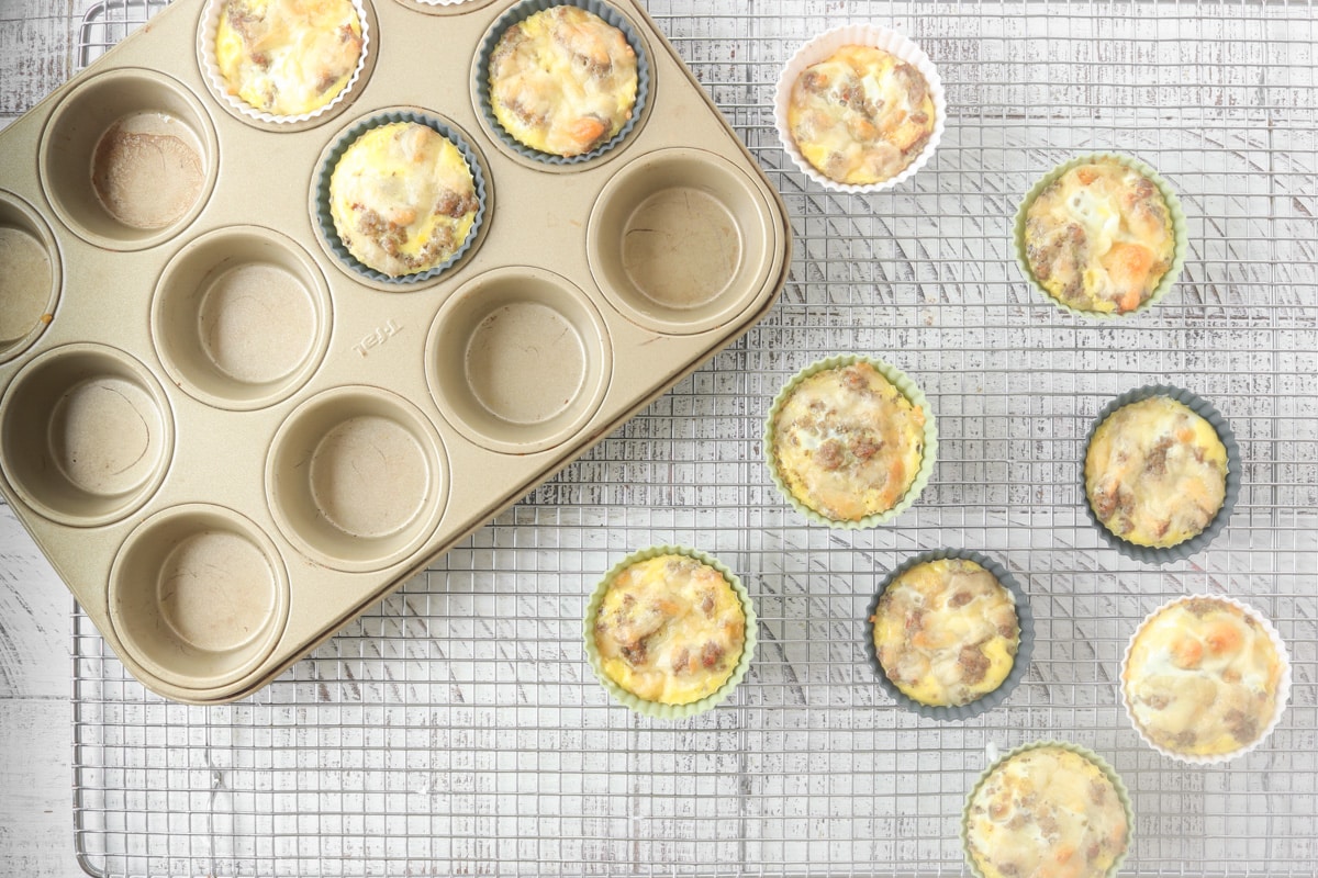 Baked Egg Muffins on a cooling rack. 