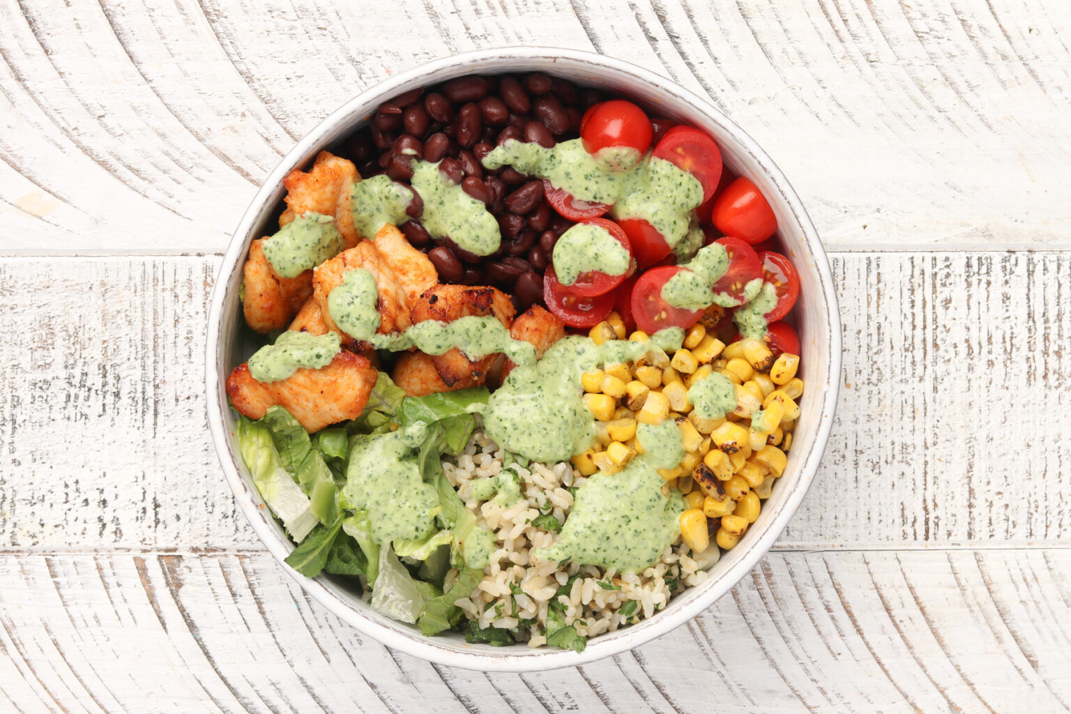 Healthy Chicken Burrito Bowls with CilantroLime Dressing Simply Sissom