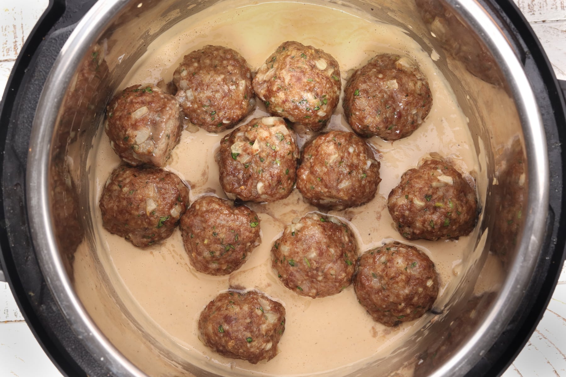 Step 6 - Instant Pot Swedish Meatballs. Place cooked meatball back into the IP.