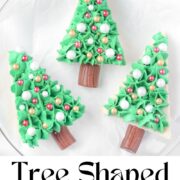 Christmas Tree Cookie Bars on a cake stand.