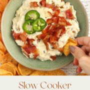 Jalapeno Popper Dip with Bacon is an easy recipe that everyone will love! 7 ingredients!