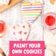 Paint your own cookies and The Cookie Countess paint palettes on a white table.