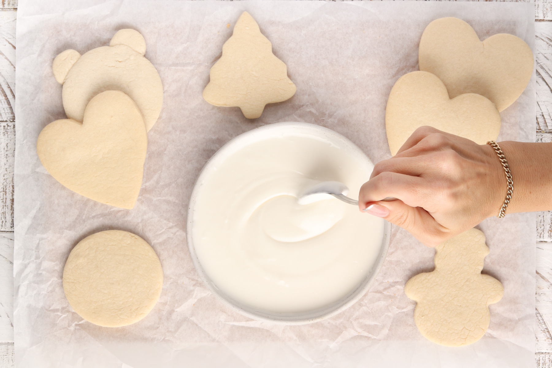 Step 2: Paint Your Own Cookies. Stir the royal icing to get rid of air bubbles.