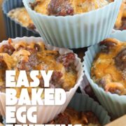 Pinterest graphic showing baked egg muffins with the text “Baked egg muffins.